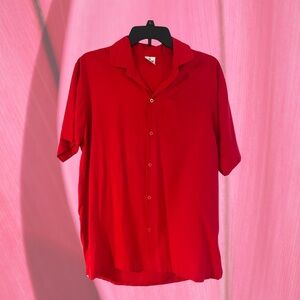 Casual Red Button Down Shirt